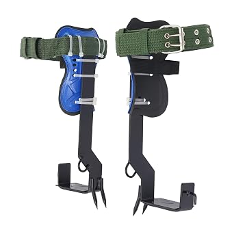 1 Pairs of 304 Stainless Steel Pole Climbing Spikes Gears Tree Pole Climbings Spike Set Safety Adjustable Lanyard Rope Rescue Belt For Picking Fruit Coconut,Outdoor Climb,Blue Black