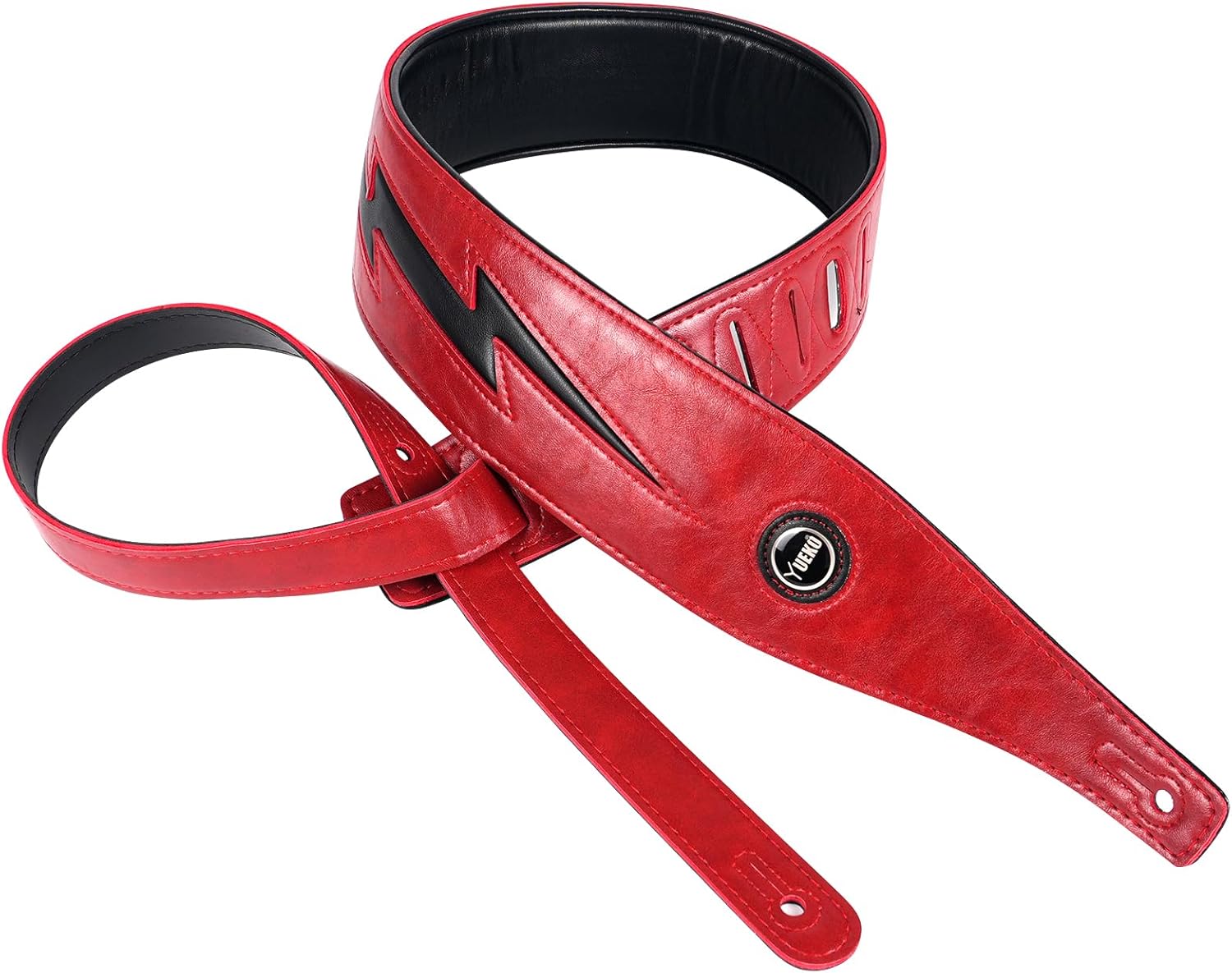 Cool Lightning Pattern/Flame Guitar Strap Strap for Electric Guitar/Bass (Red black lighting)
