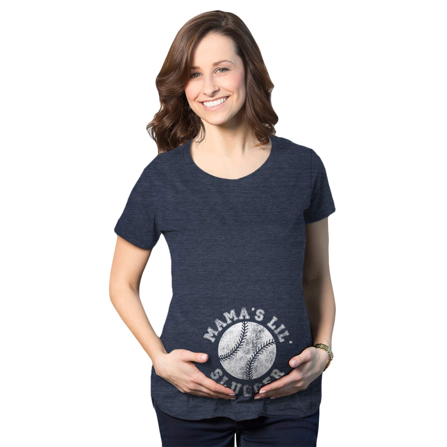 Maternity Mama's Little Slugger Tshirt Cute Baseball Pregnancy Tee