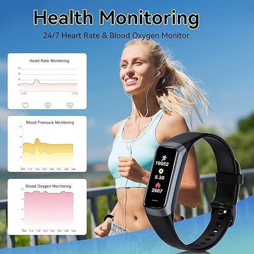 Miniatura 5 de Rastreador de fitness, rastreador de pasos, rastreador de actividad con frecuencia cardíaca 247, monitor de sueño de presión arterial de oxígeno en