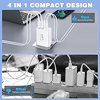 Vista 5 de Cargador para iPhone 17 y 16, cargador multipuerto de 40 W, carga rápida, paquete de 2 bloques de carga de teléfono USB C de 4 puertos de Apple