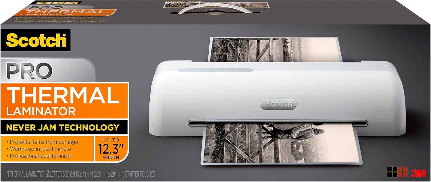 Scotch Brand PRO Thermal Laminator, 12.3-Inch, 1-Minute Warm-up, Fast Lamination, Never Jam Technology, 4-Roller Machine (TL1306)