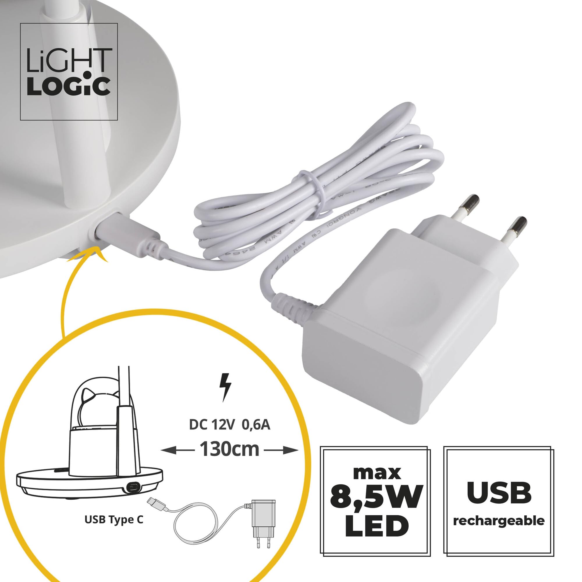 Schreibtischlampe Kinder LED für Mädchen mit Nachtlicht - Katzenmotiv, Dimmbare Tischlampe, 3 Lichtfarben, Rotierbar