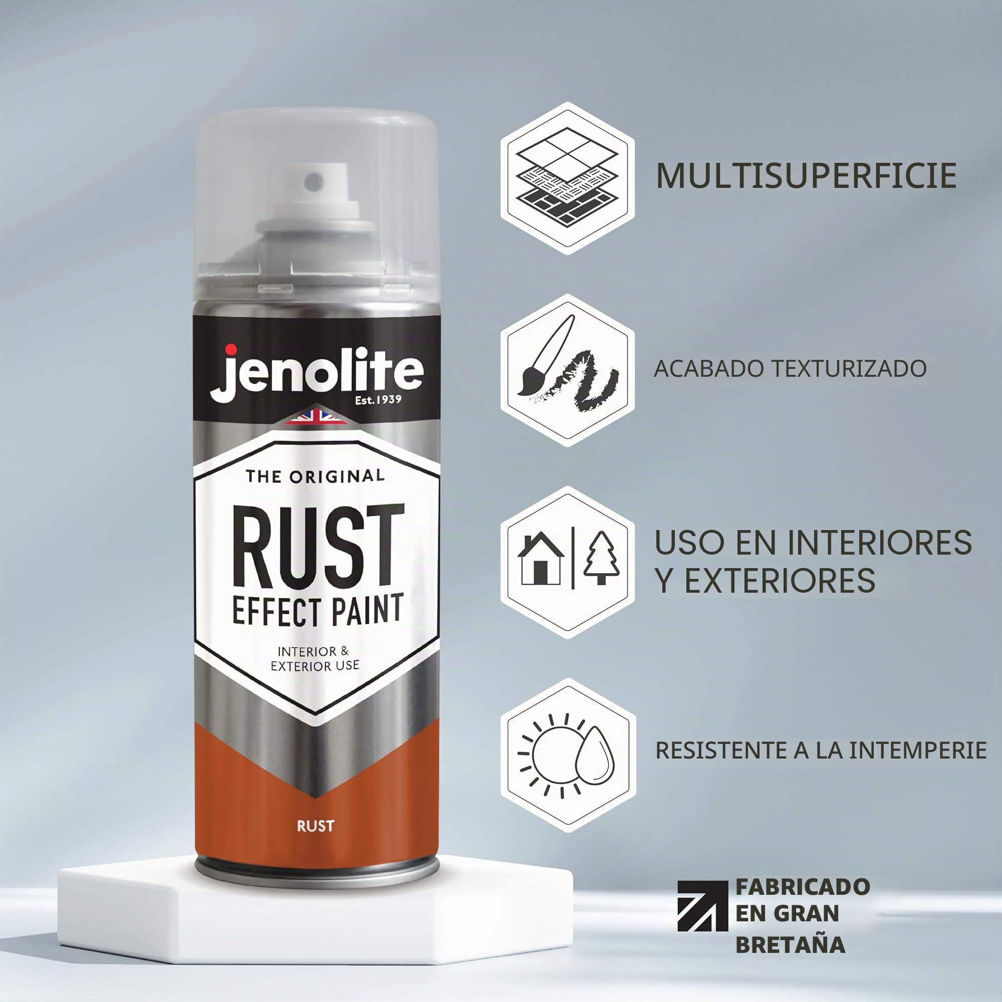 JENOLITE Pintura en Spray Efecto Óxido | ACABADO ÓXIDO | 3x400ml | Pintura Texturizada con Apariencia de Metal Oxidado | Multi-Superficie | Ideal para Manualidades | Interior y Exterior