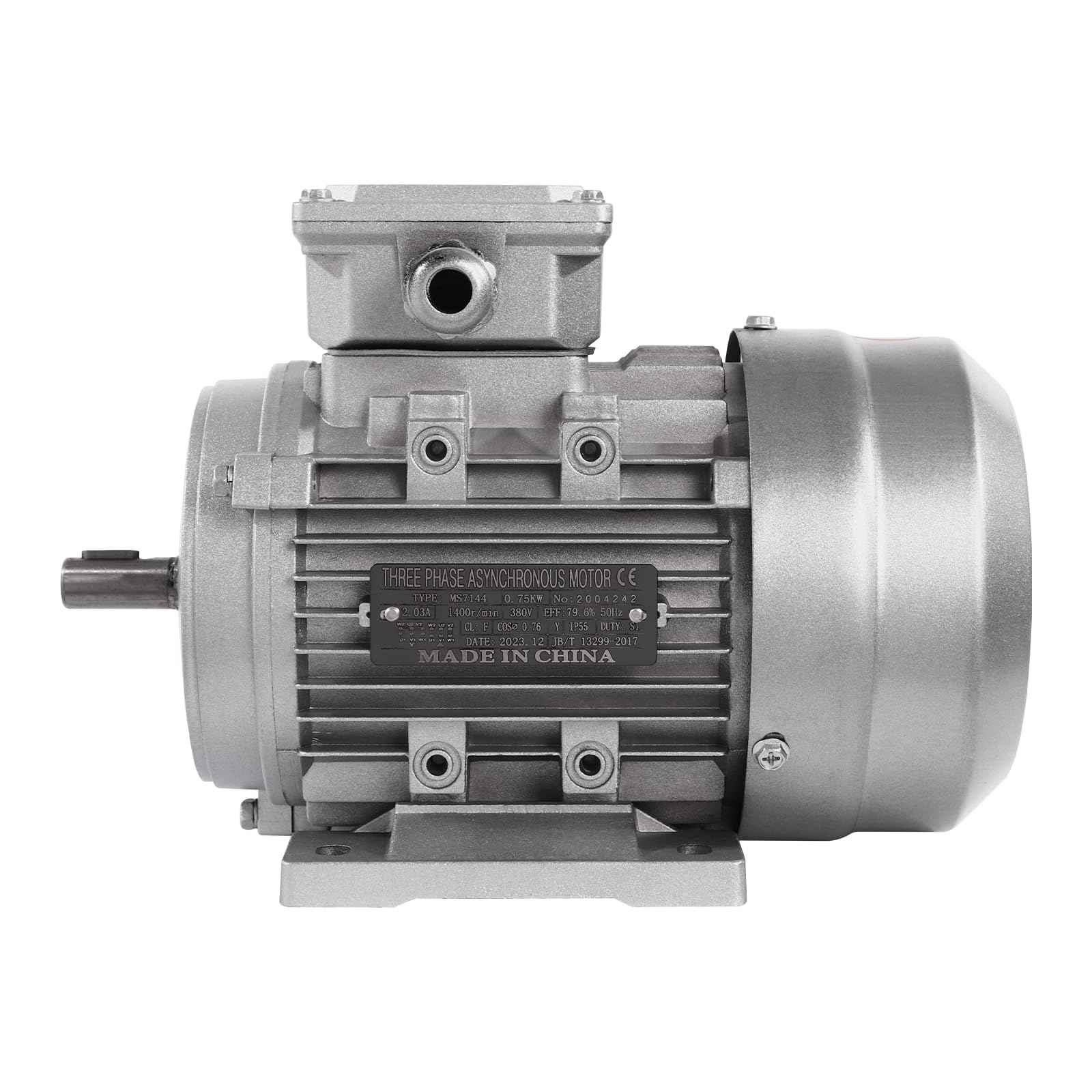 750W 1400rpm Drehstrommotor aus Aluminium, 3-Phas Elektromotor mit Kupfer Spule Motor, 380V IP55 Elektromotor Dreiphasen Motor mit Hochharte Welle