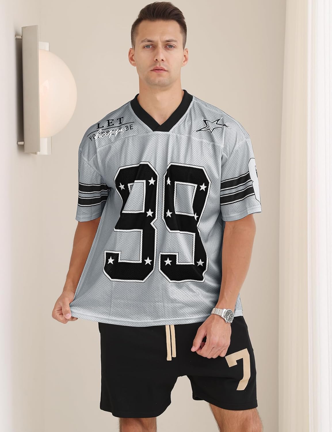 Arssm Mens Jersey Shirts Graphic Tees Oversized V Neck Y2K Streetwear Loose T Shirt Tops - Image 4