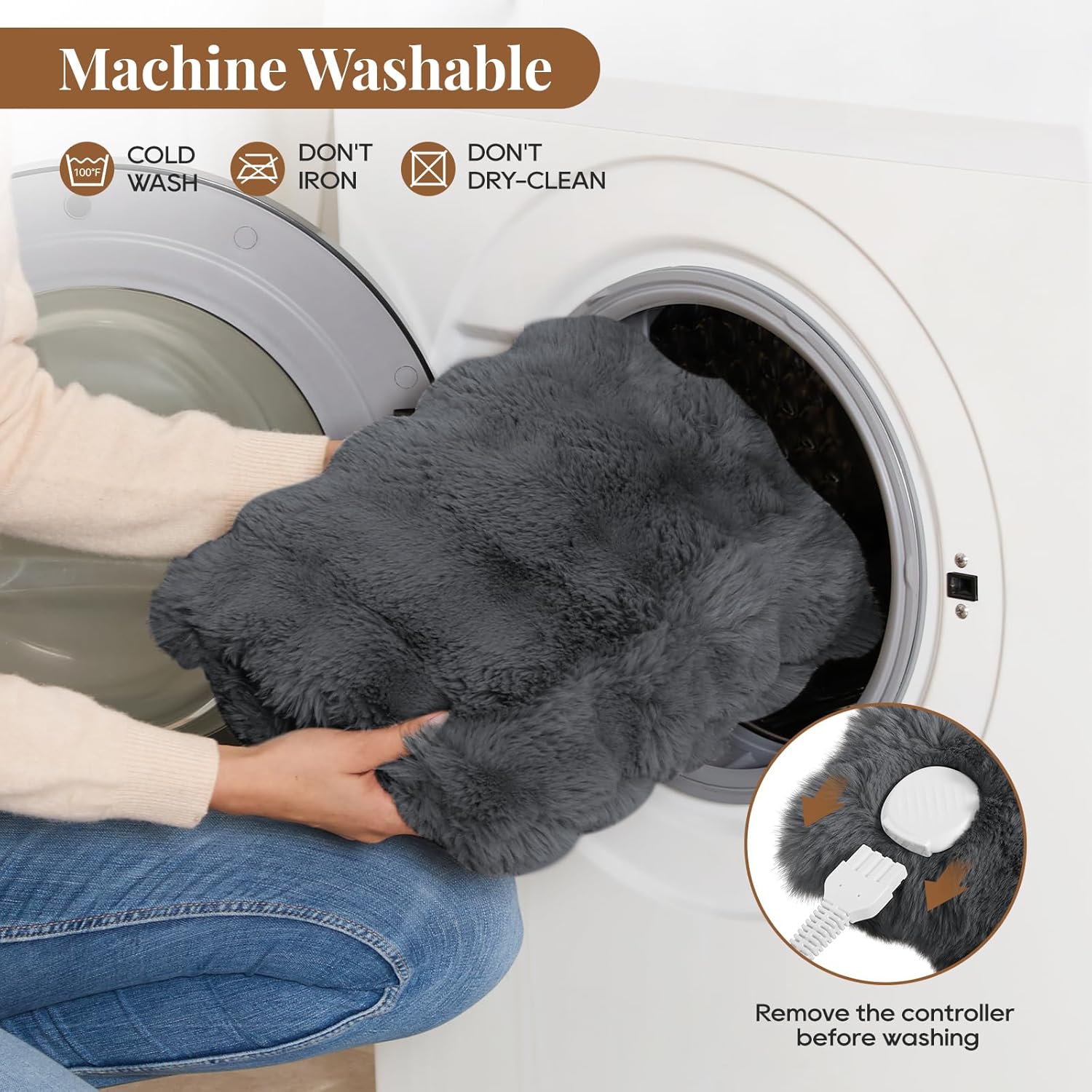 Double-Sided Heating Pad for Hands, Luxury Faux Fur Electric Hand Warmer for Fingers Arthritis, Heated Gloves Indoor Use, Hand Warmer Pouch for Women Men Hand Pain Relief, 3 Levels, Dark Grey