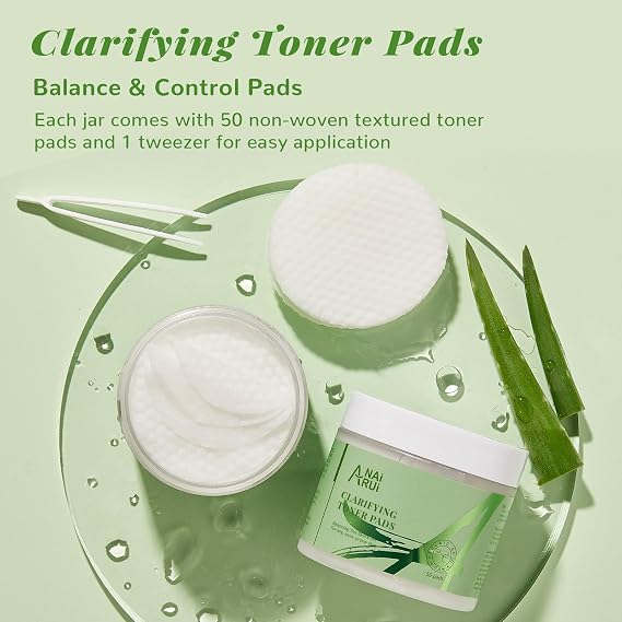ANAI RUI Clarifying Toner Pads for Face, Face Exfoliating Pad, Balance Skin's PH, Smooths and Refines Skin,with Azelaic Acid &Salicylic Acid 50 Pads