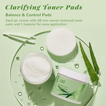 ANAI RUI Clarifying Toner Pads for Face, Face Exfoliating Pad, Balance Skin's PH, Smooths and Refines Skin,with Azelaic Acid &Salicylic Acid 50 Pads