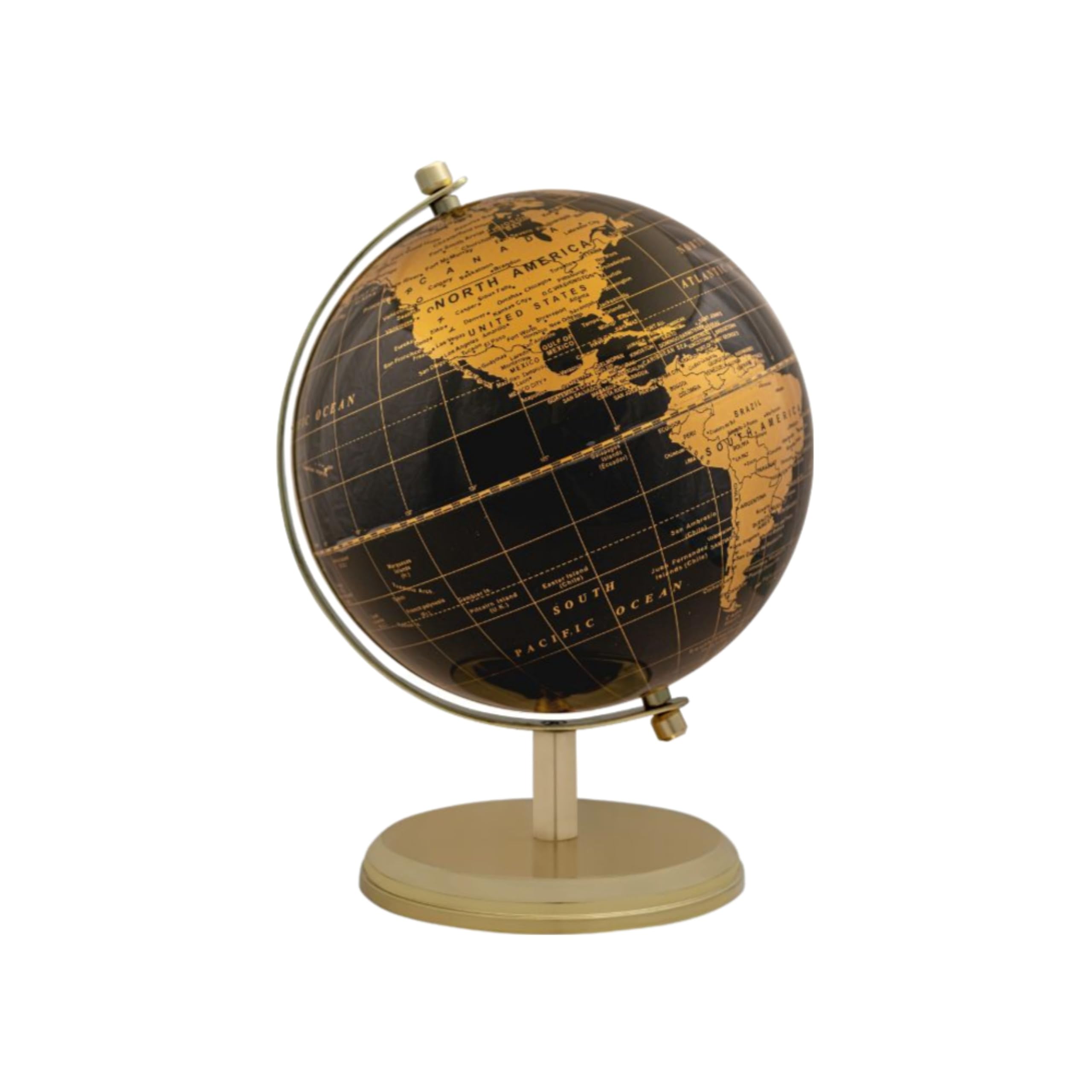 WINNER'S Prime SINGLE JOINT Globe | Height 29 Cm (11.6 Inch) Dia 20 Cm (8 Inch) with Metal Arc & Base | Educational & Decorative Globe(GP808) (Black Gold)
