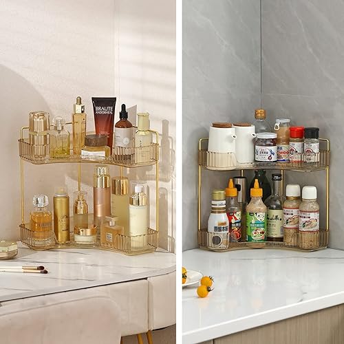 Miniatura 6 de Organizador de esquina para encimera de baño, bandejas de tocador para encimera de baño, organizador de maquillaje, bandeja de perfume, estante de