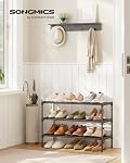 SONGMICS 3-Tier Shoe Rack for Closet, Compact Metal Shoe Organizer Shelf for Entryway, Bedroom, Small Spaces, Stackable, 11.8 x 24.5 x 19.1 Inches, Black ULSA123BH01