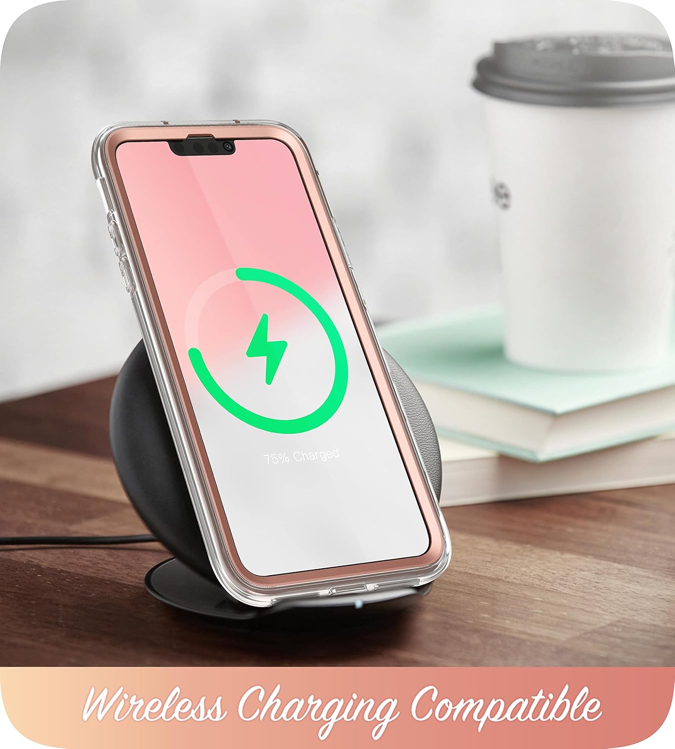 i-Blason Cosmo for iPhone 14 Case/iPhone 13 Case with Built-in Screen Protector, [Support Wireless Charging] Slim Full-Body Stylish Protective Phone Case for iPhone 14/13 6.1'', Marble Pink