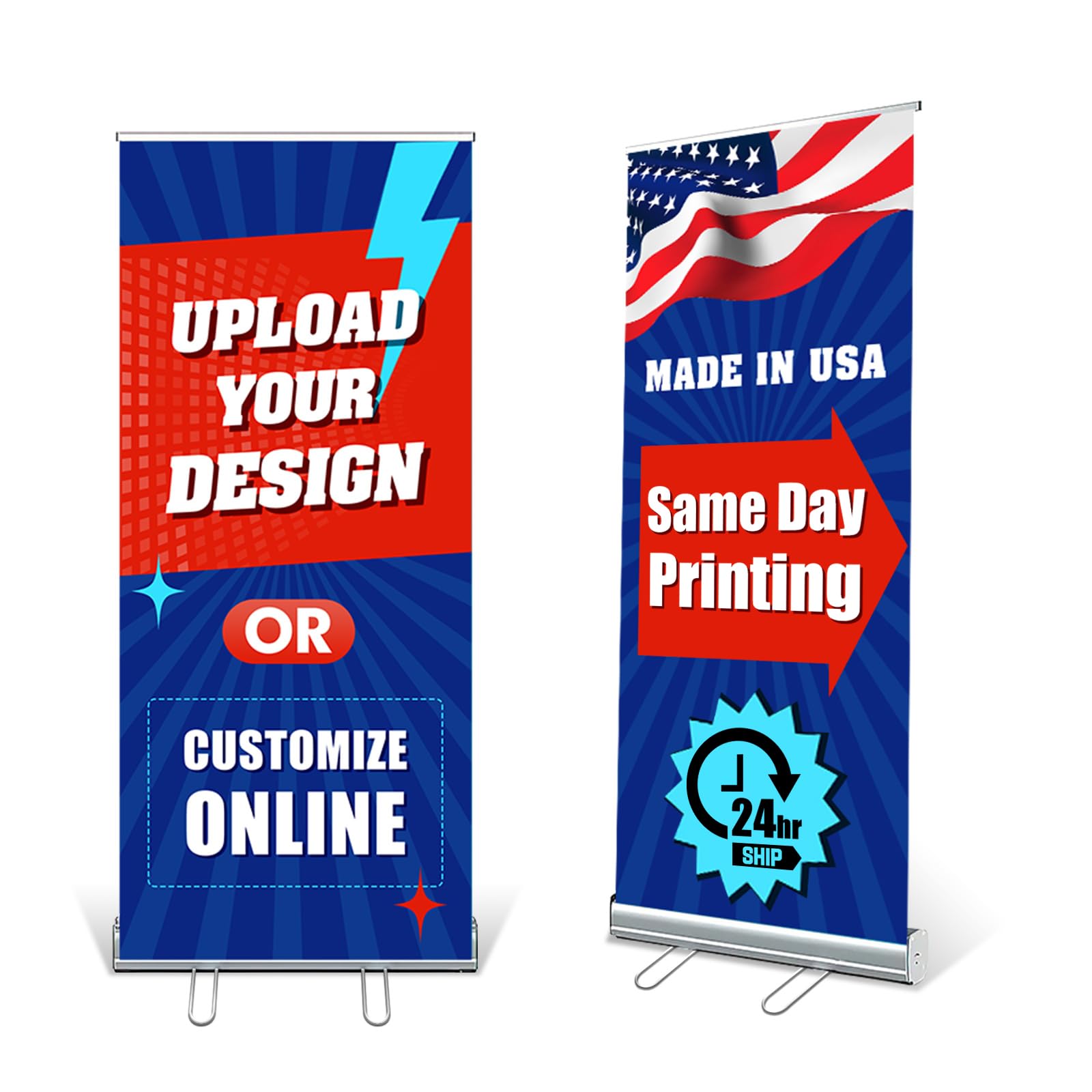 EKSPRINT Custom Retractable Banner with Silver Aluminum Stand, Personalized Banner with Black Travel Bag for Business Promotion, Advertising, Family -