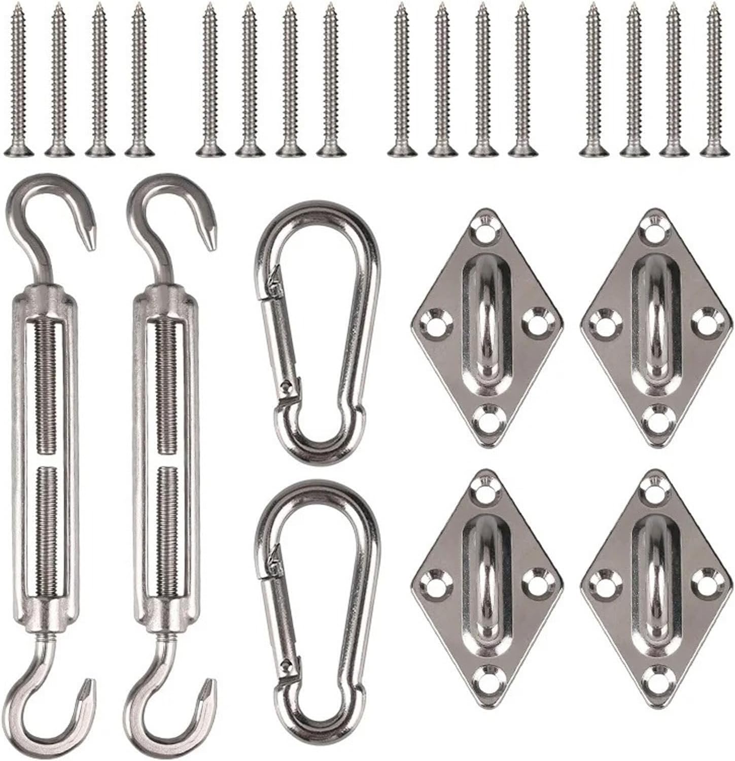 Stainless Steel Sail Fixing Kit Patio Garden Awning Canopy Hardware Kit Carabiner Clip Hook Screws