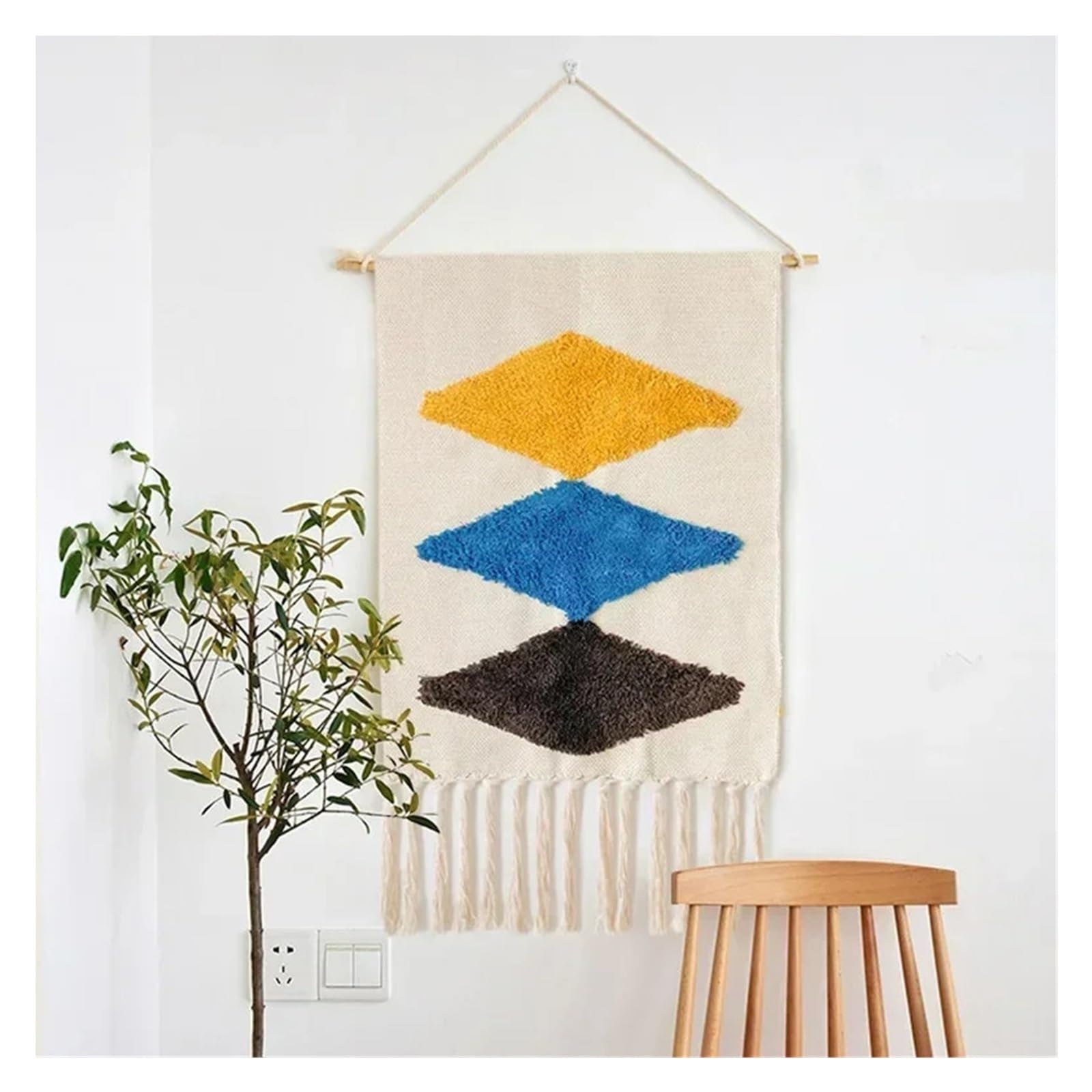 BDFJEDS Tapestry Wall Hanging 50x90cm Macrame Wall Hanging Tapestry Tassel Woven Geometric Canvas Home Decor(Color-10)