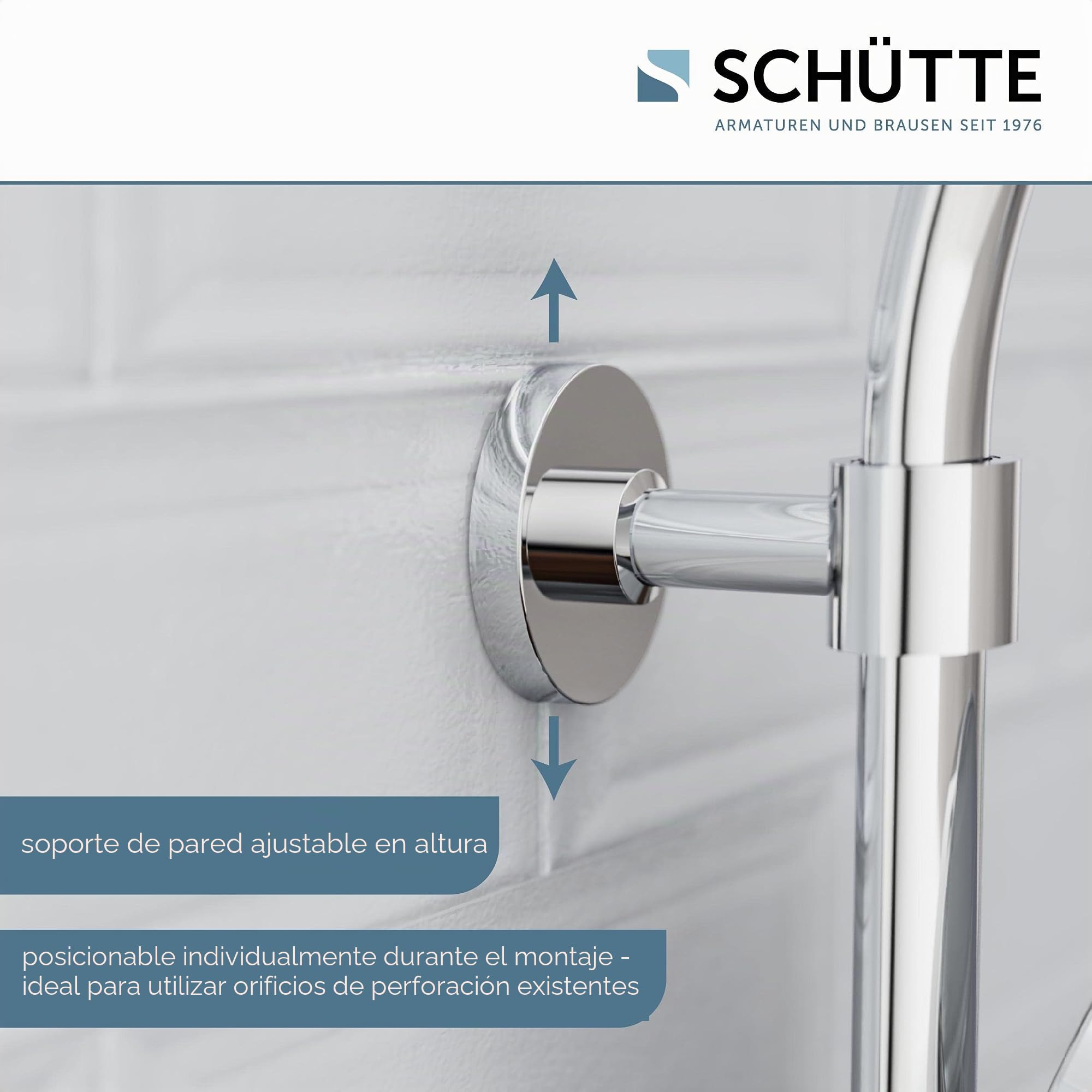 SCHÜTTE MADURA sistema de ducha con termostato, set de ducha con gran rociador de lluvia (Ø 24 cm) y teleducha regulable, set de ducha con barra de ducha, columna de ducha panel de ducha, cromo