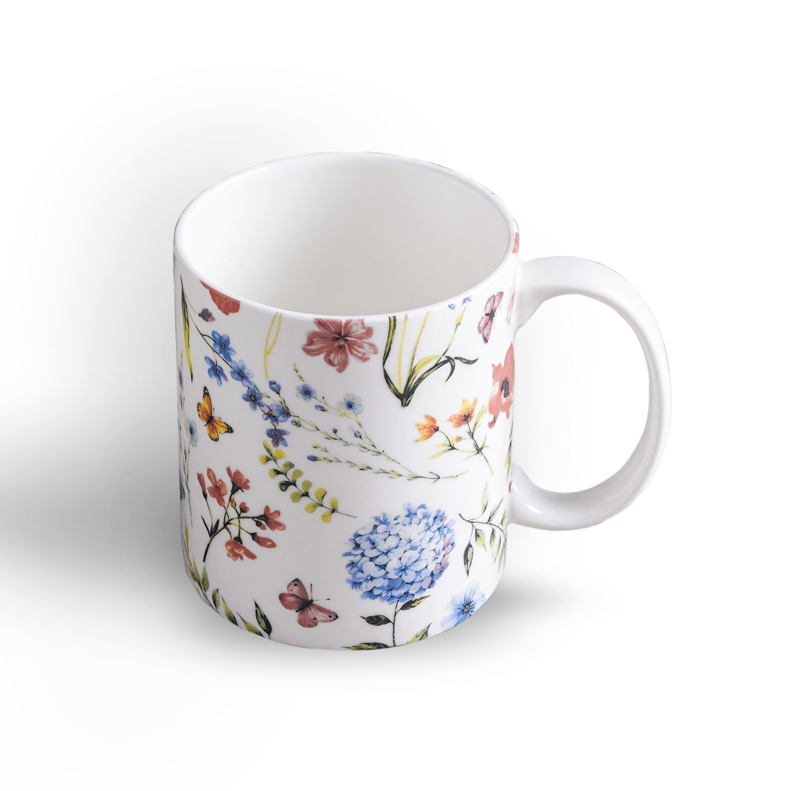 Maison d' Hermine Coffee Mug with Handles Fine Bone China Mugs Pack of One Tea Cups for Hot Beverages Cappuccino Latte Home Restaurant Office Perfect for Gift (Just Floral - Poppies Always, 12 Ounce)