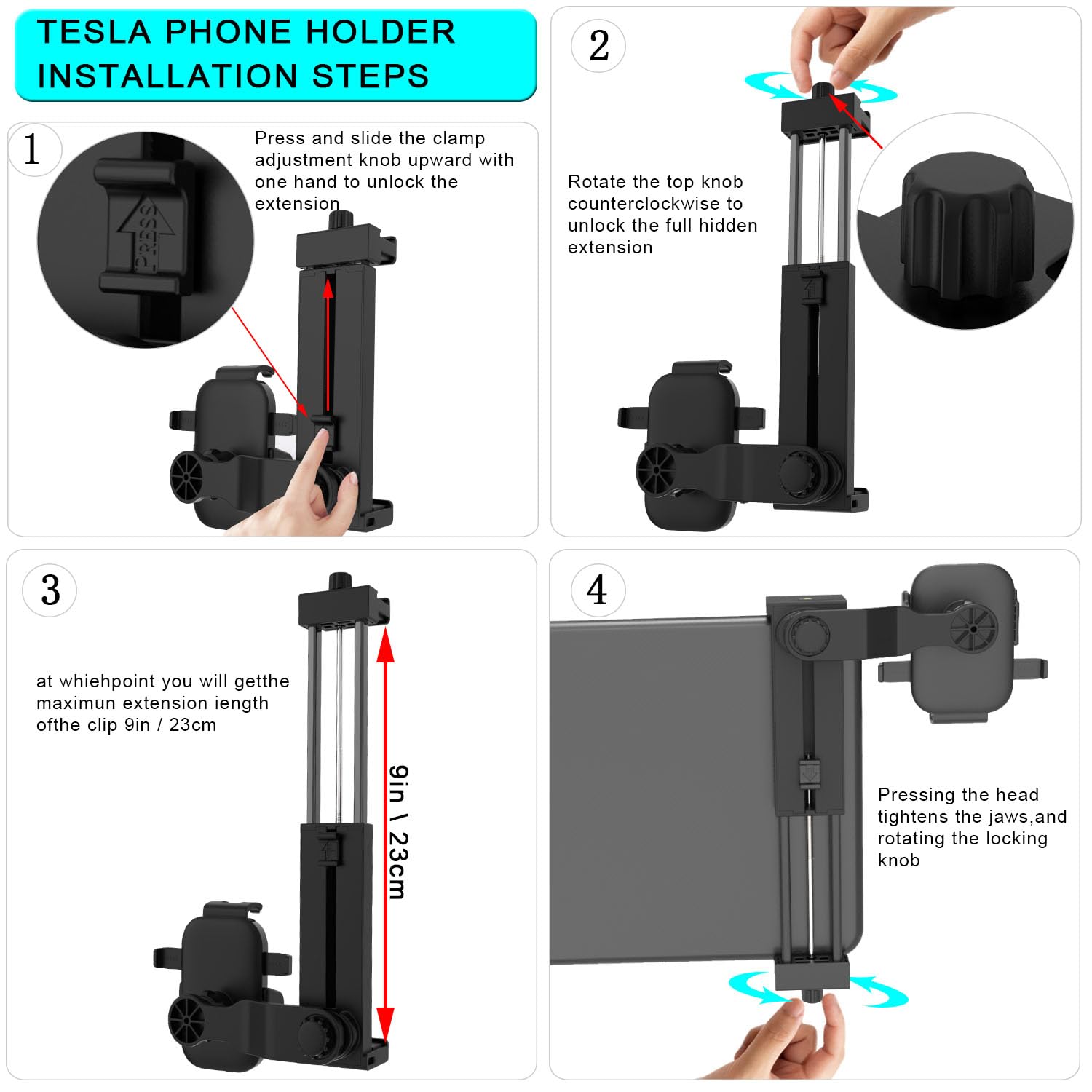 Soporte de teléfono para Tesla Model ajustable, soporte de teléfono Tesla para modelo 3 y modelo Y, pantalla de consola central para instalar un soporte de teléfono celular, soporte de