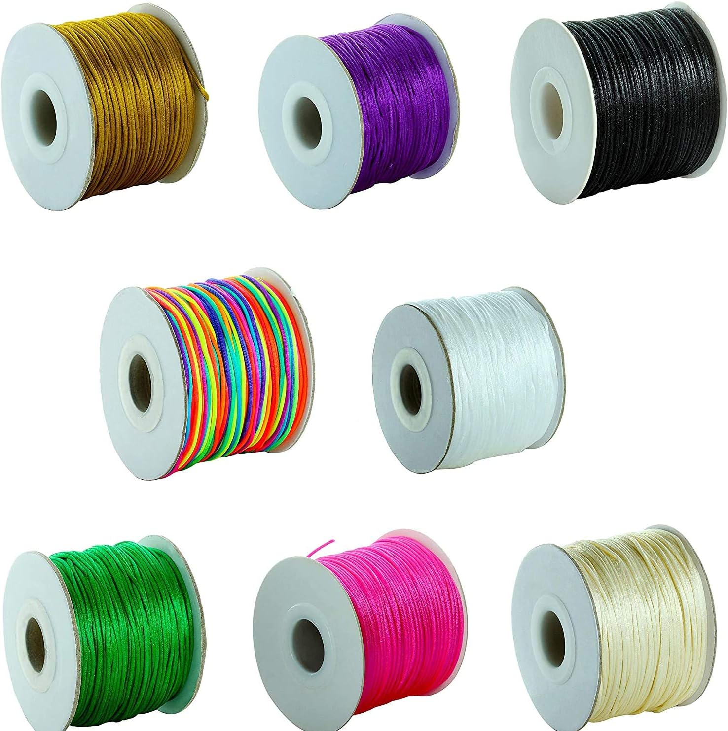 DIY Crafts Black, 100x Pcs Accessory 5X Pendent 50 Mtr String/Cord Cotton/Satin/Hemp Leather Mixed Item Lot Random Colour for Necklace/Bracelet/Anklet Other Jewellery Making (Black)