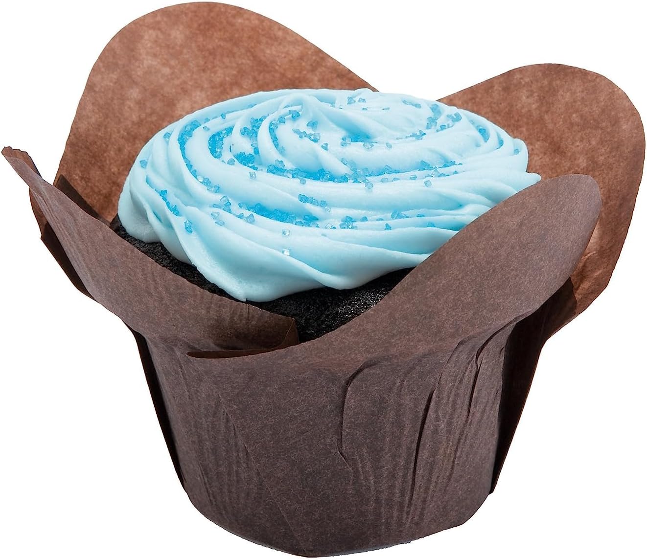 Hoffmaster 611114 Lotus Cup Cupcake Wrapper/Baking Cup, 2" Diameter x 2-3/4" Height, Large, Chocolate (10 packs of 250)