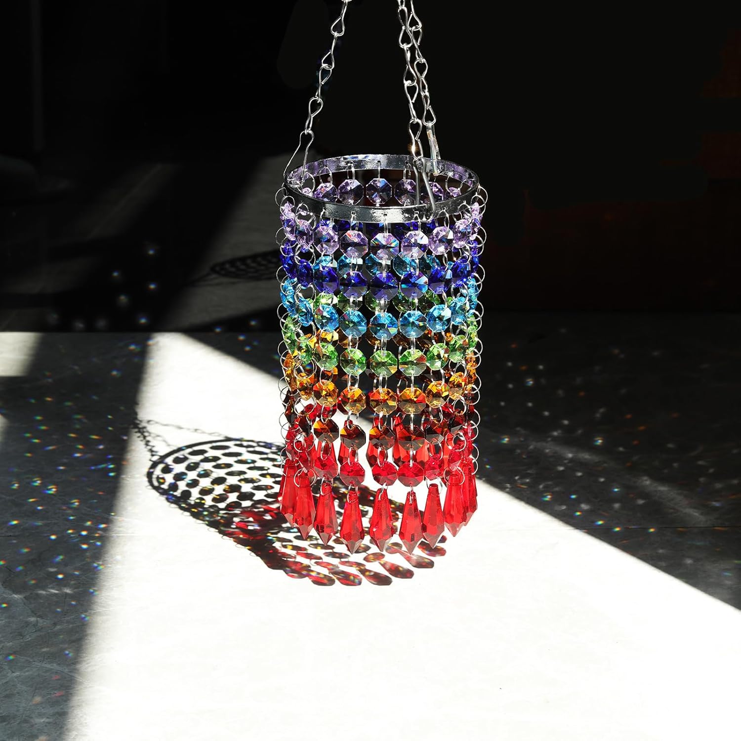 Colorful Crystal Suncatchers Crystal Icicle Pendant Sun Catcher Ornament Glass Wind Chime Hanging Crystals Light Catcher Rainbow Maker Gift