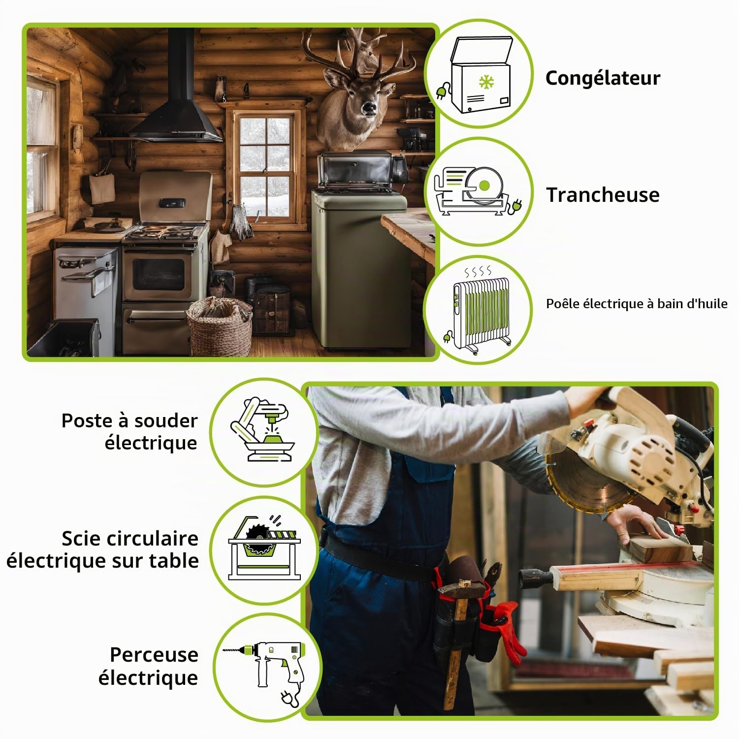 Tecnoware Power Systems - Générateur électrique portable 3200 VA, Monophasé 230 Vac 50 Hz, Démarrage électrique/manuel, Faible bruit, Réservoir 15L, AVR, 2 Prises SCHUKO, Noir, 3200 VA