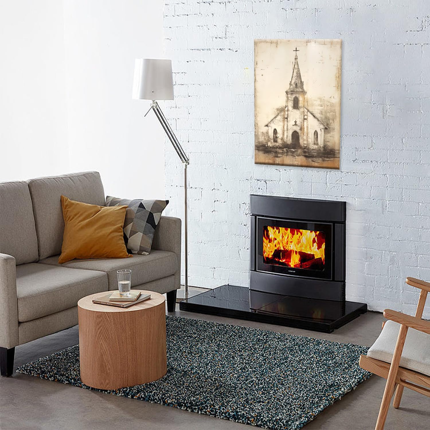 Religious Canvas Wall Art, Church Abstract Painting Poster Print Christian Religious Mind Pray Painting Picture for Christian Rooms Living Room Decor(Artwork-15, 16"x24")