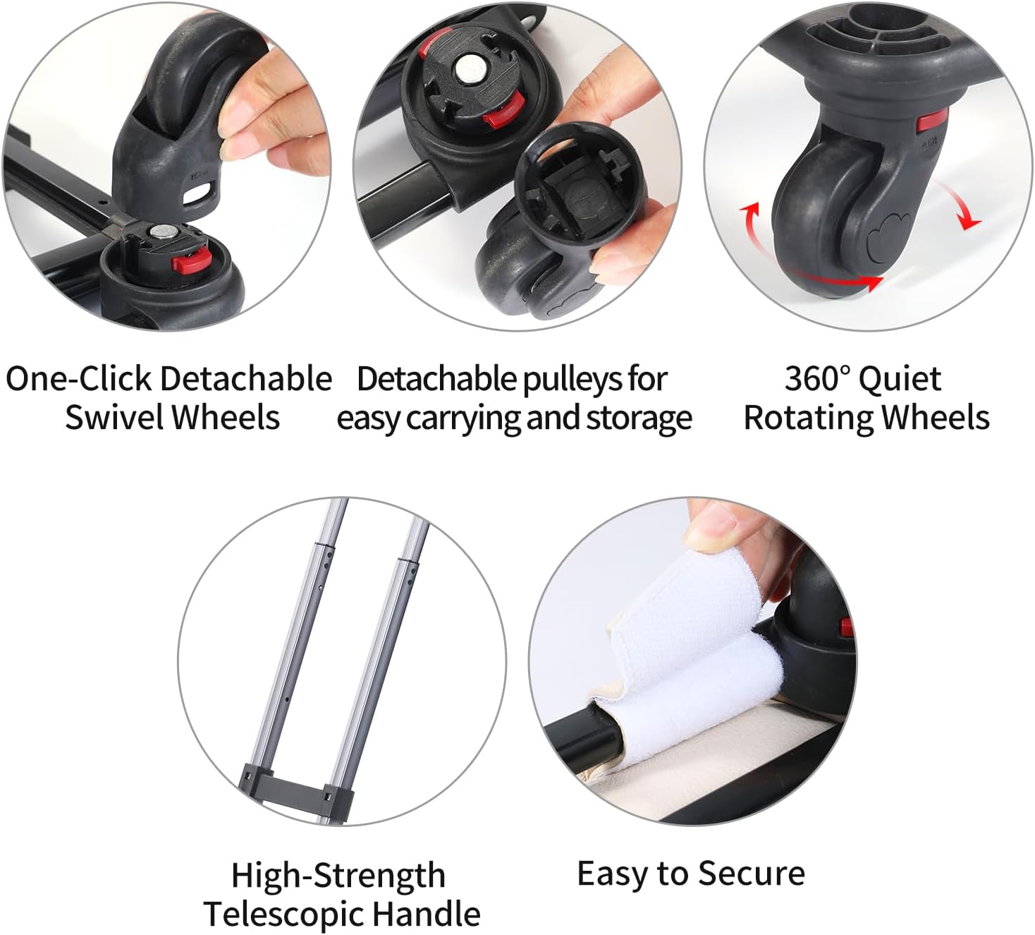 Replacement Rolling Trolley Base for Pet Carrier, 19.3" x 11" Detachable Luggage Cart with Telescopic Handle and Wheels, Universal Frame for Cat Dog Travel Bag (Trolley Only, Pet Bag Not Included)