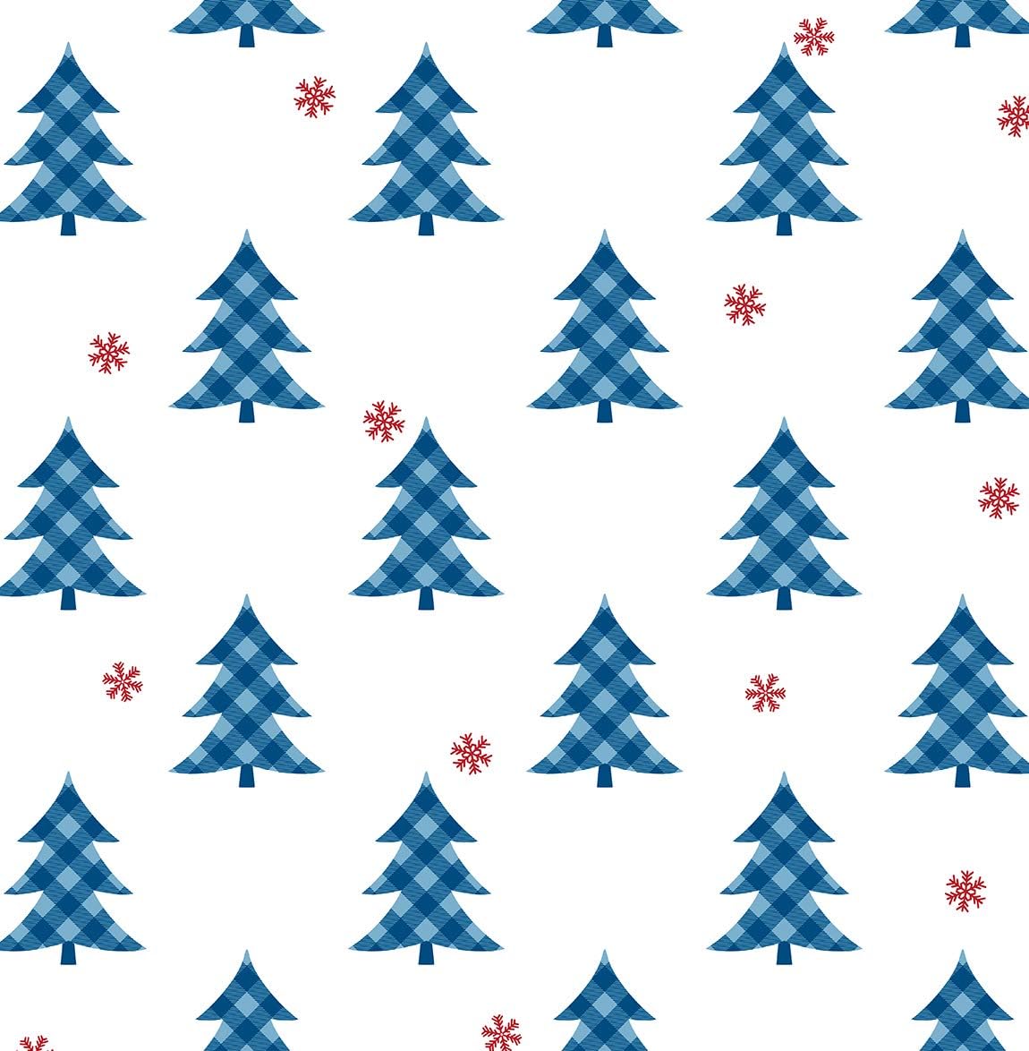 NextWall Plaid Pines Christmas Peel and Stick Wallpaper (Persian Blue & Red)