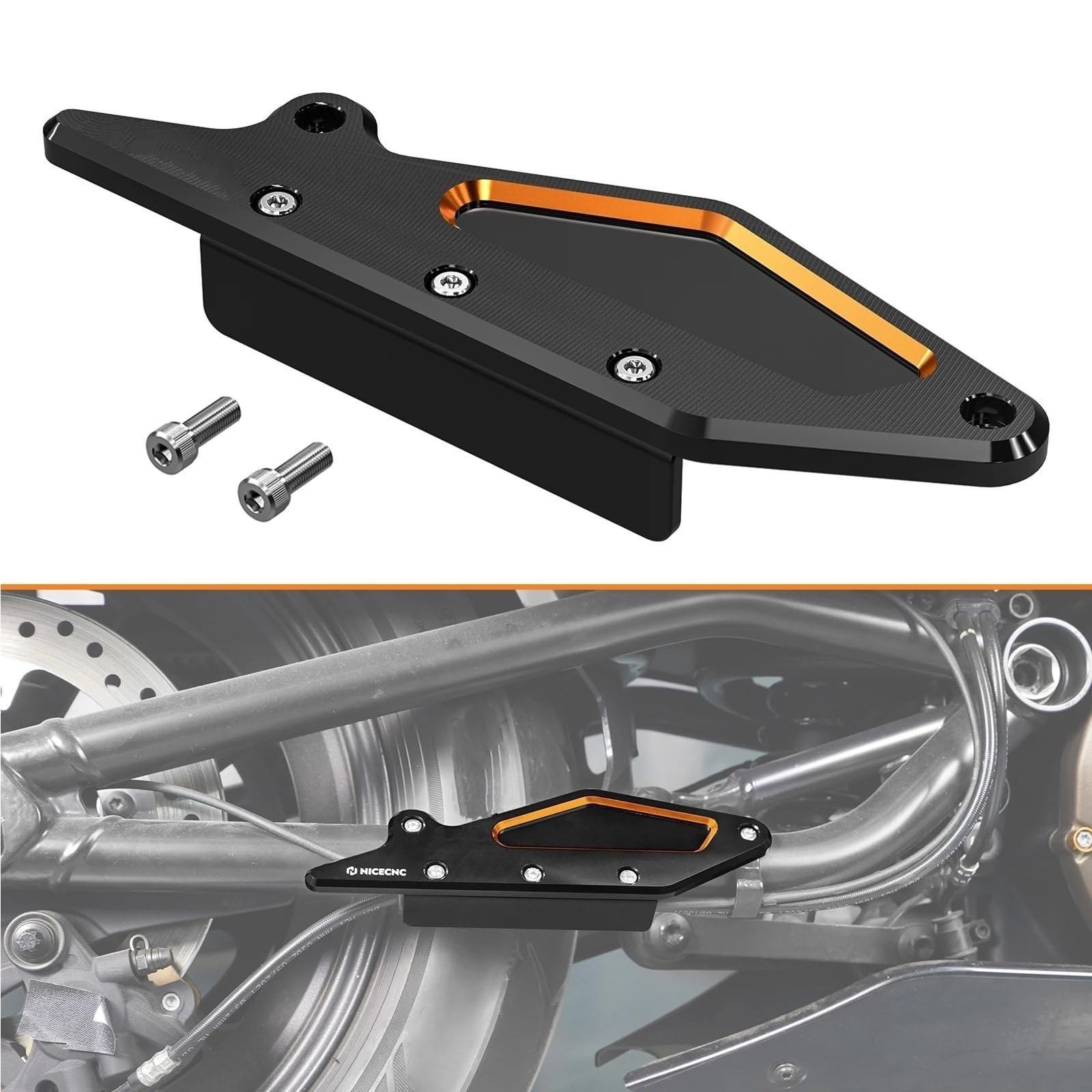 Osłona Wahacza Osłona wahacza motocyklowego pasuje do Harley Sportster S RH1250S 2021 2022 2023 2024 osłona tylnego wahacza(Black Orange)