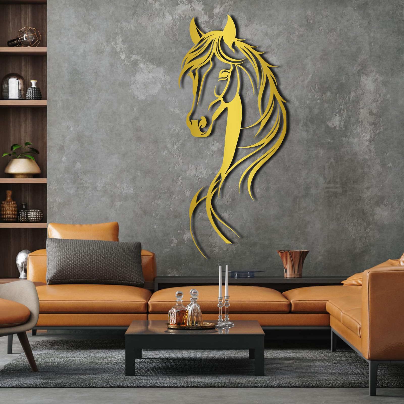Décoration murale cheval en métal pour une ambiance salon zen