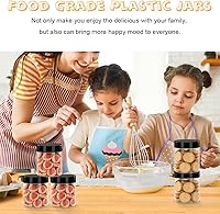 Vista 6 de Paquete de 20 tarros de plástico con tapas, tarros de plástico PET de 16 onzas, tarros redondos de almacenamiento de limo, tarro de plástico vacío