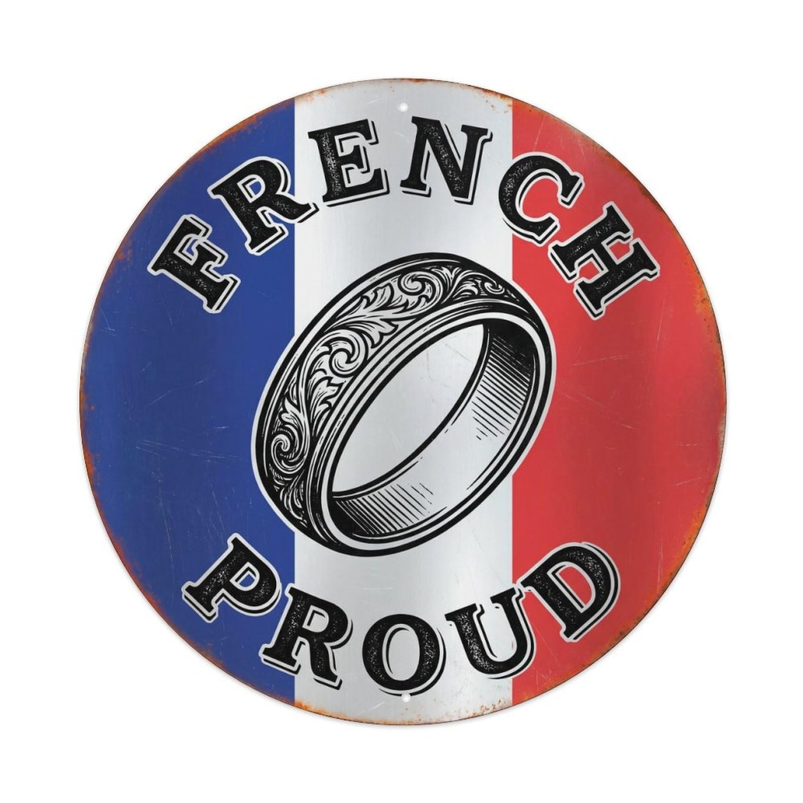 Olhnbad Style French Proud Ring Heraldry Heritage Emblem Metal Tin Sign