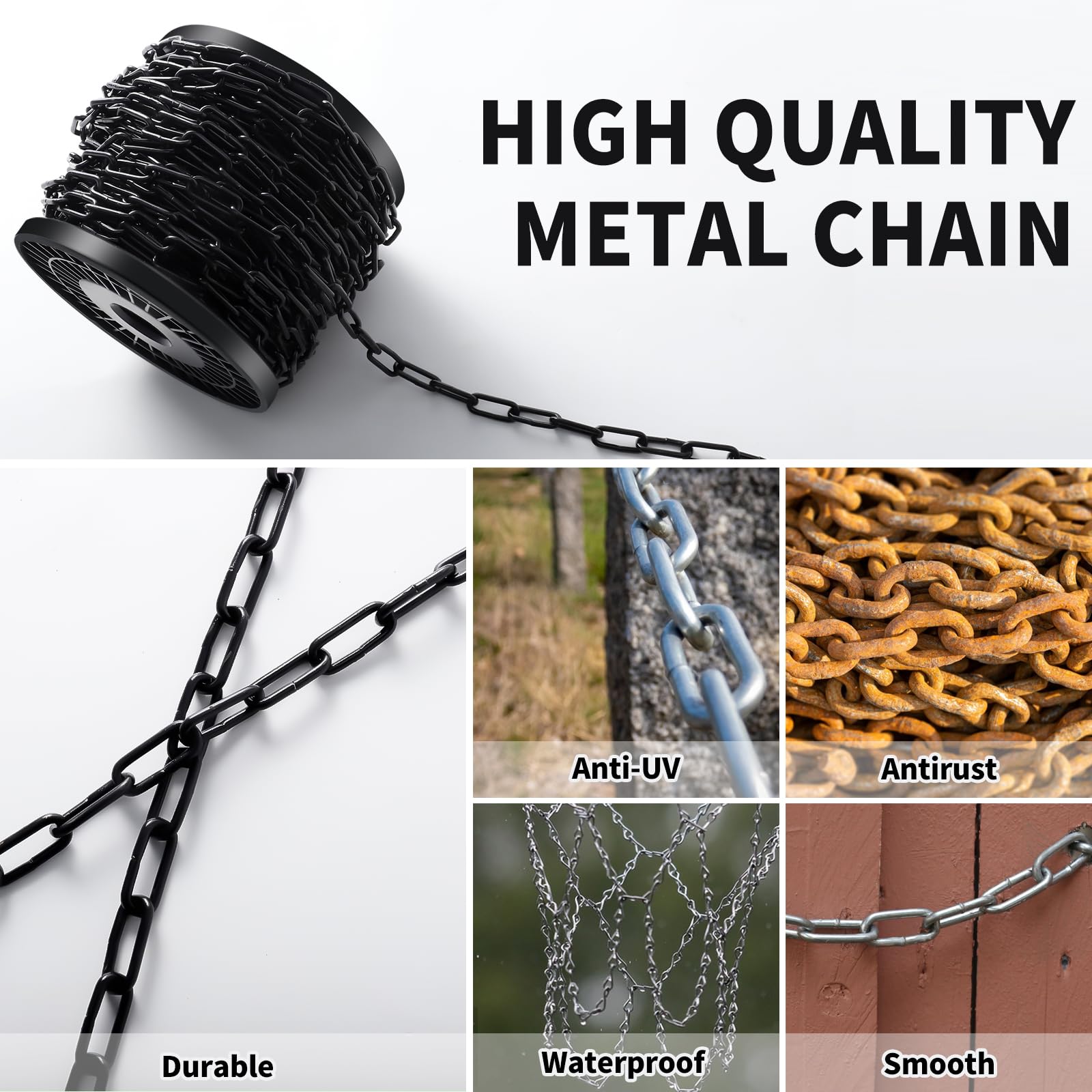 33 Ft 1/12" Black Chain for Hanging Metal Chains Fixture Decorative Chain — Amazon image 3