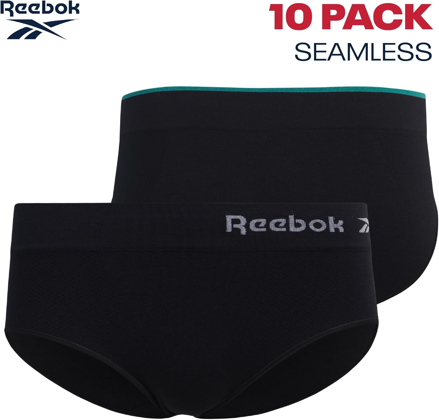 Reebok Hipster Panties for Women - 10 Pack Stretch Performance Seamless Underwear with Relaxed Tagless Waist (Sizes: S-XL) - Image 3