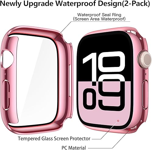 Miniatura 214 de Misxi [Paquete de 2] - Funda impermeable con botón para Apple Watch Series 6, SE, Series 5, Series 4 de 40 mm, funda protectora anticaídas de 1