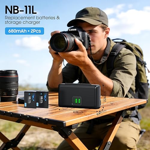Miniatura 8 de Batería NB-11L NB-11LH (paquete de 2) y cargador USB de 2 canales para Canon NB-11L, PowerShot Elph 110, Elph 130, Elph 180, Elph 190, Elph 340,