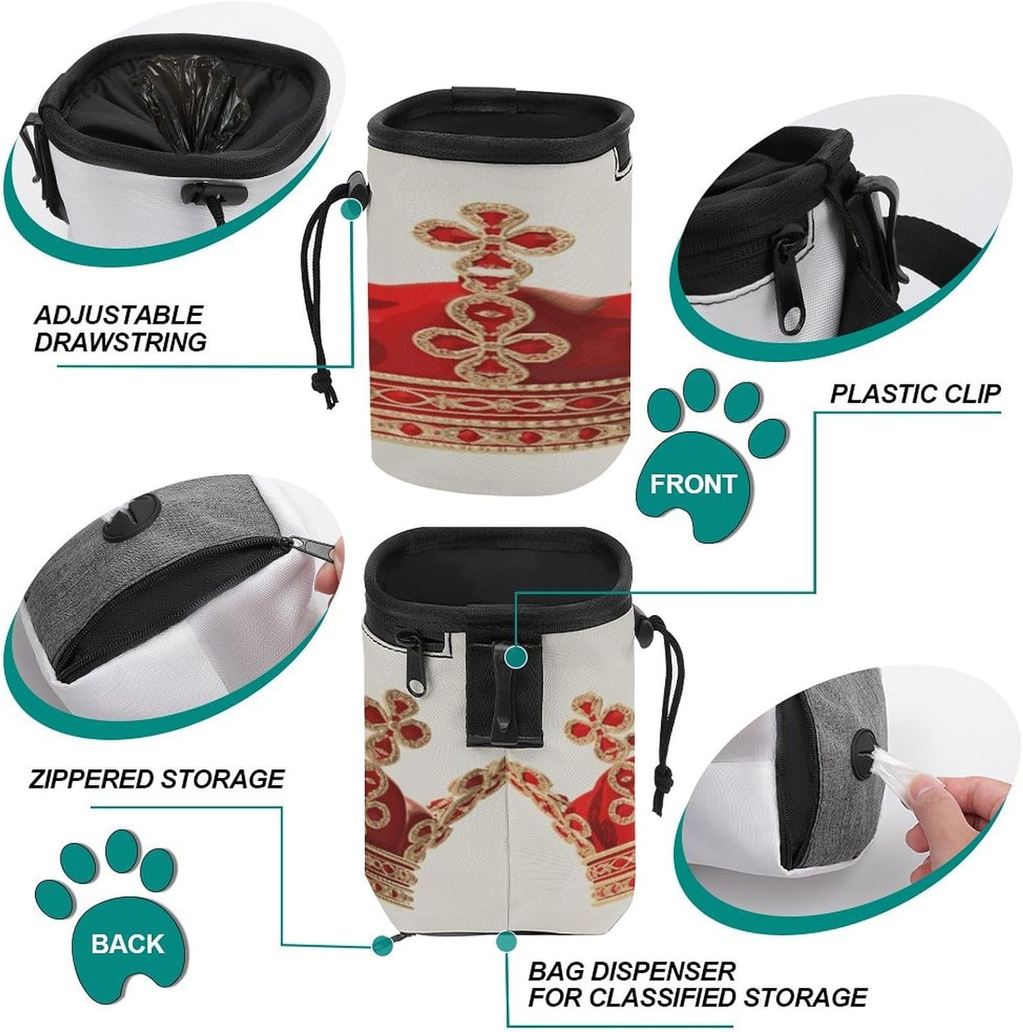 Red Crown Dog Fanny Pack Dog Walking Bag Handbag image 5