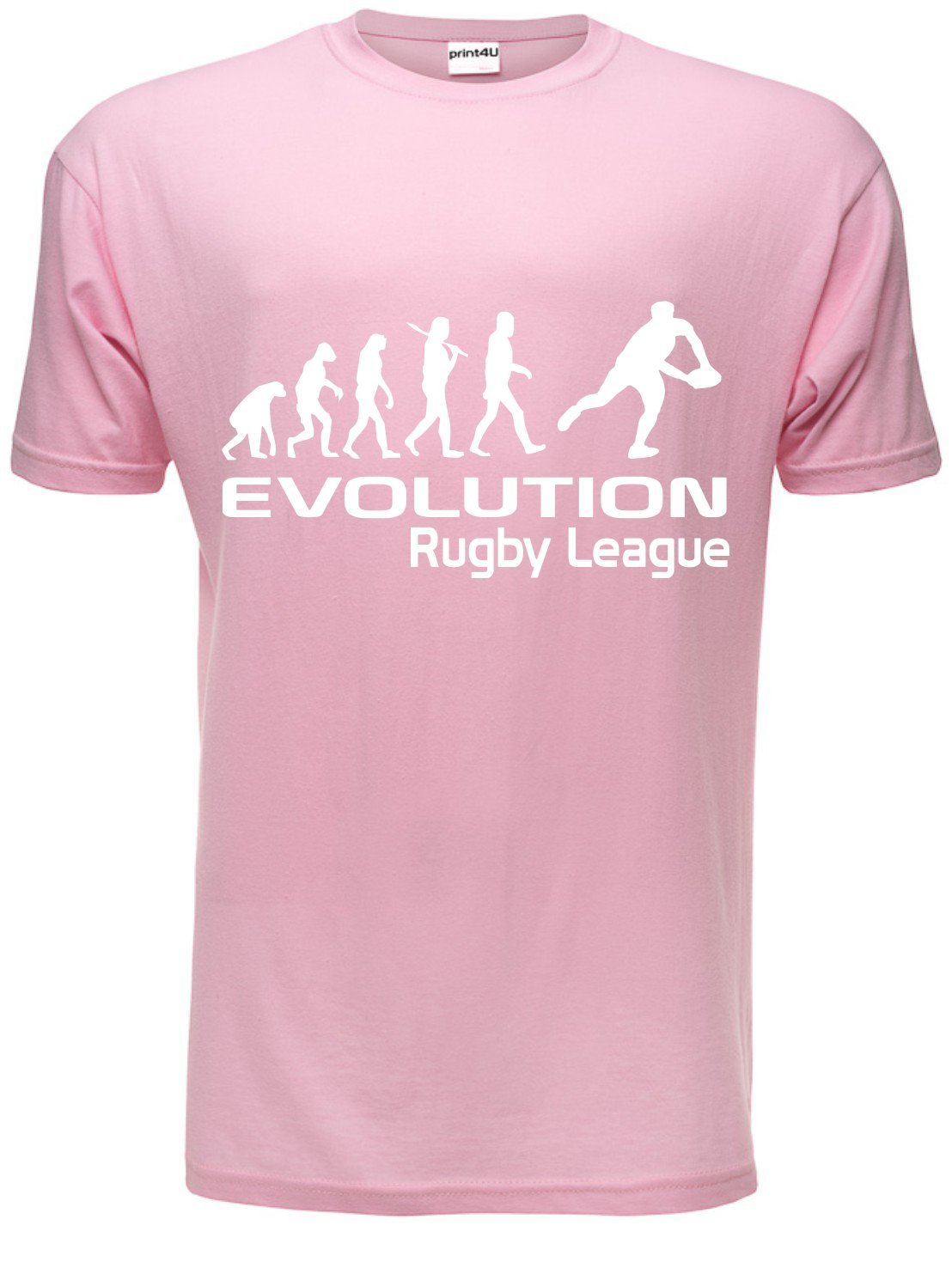 Print4u Men's Pink Evolution Of Rugby League T Shirt Large