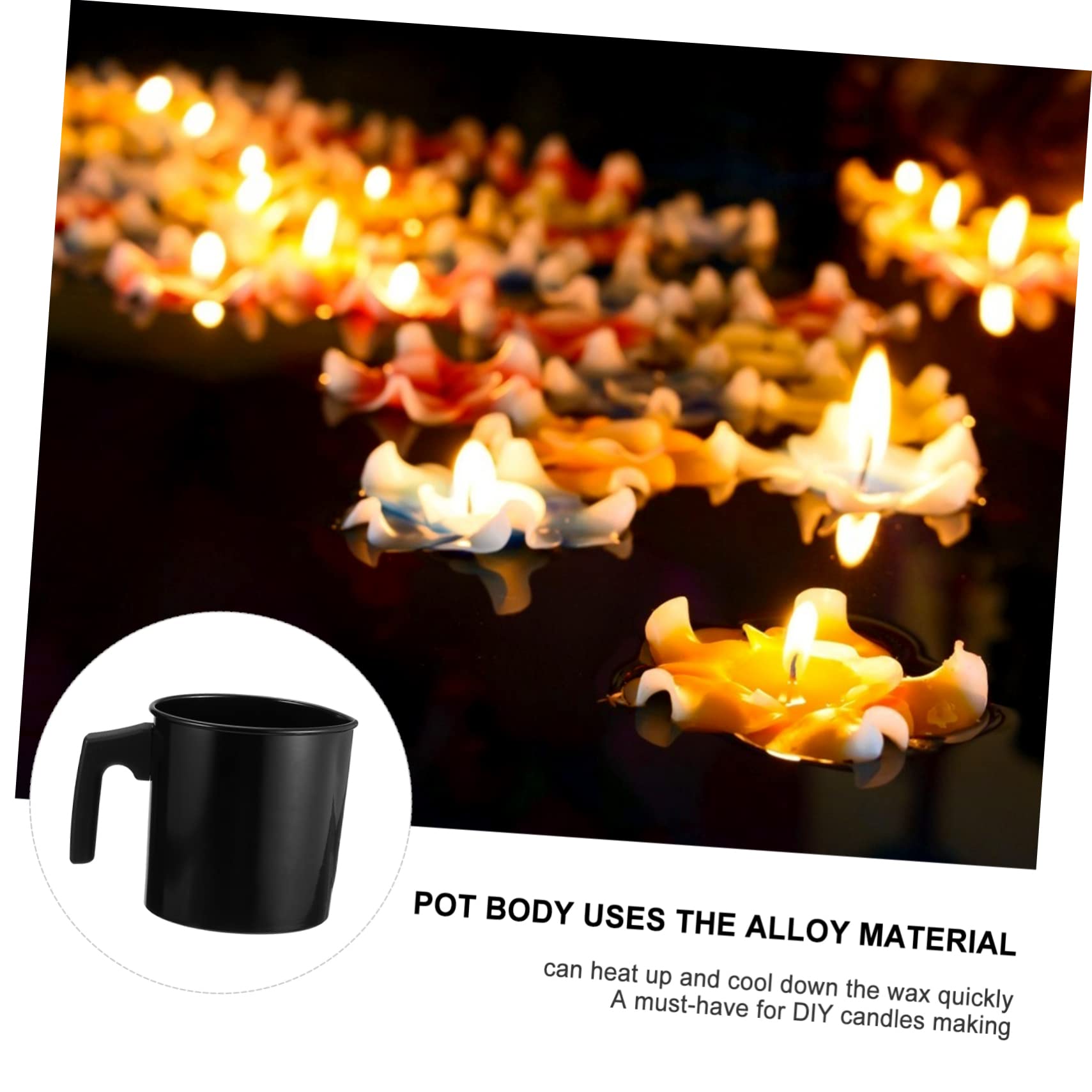 Angoily Olla para Derretir Velas y Cera 1,2 Litros Negra Resistente Alta Temperatura para Fabricación de Velas Manualidades Bricolaje Uso Doméstico