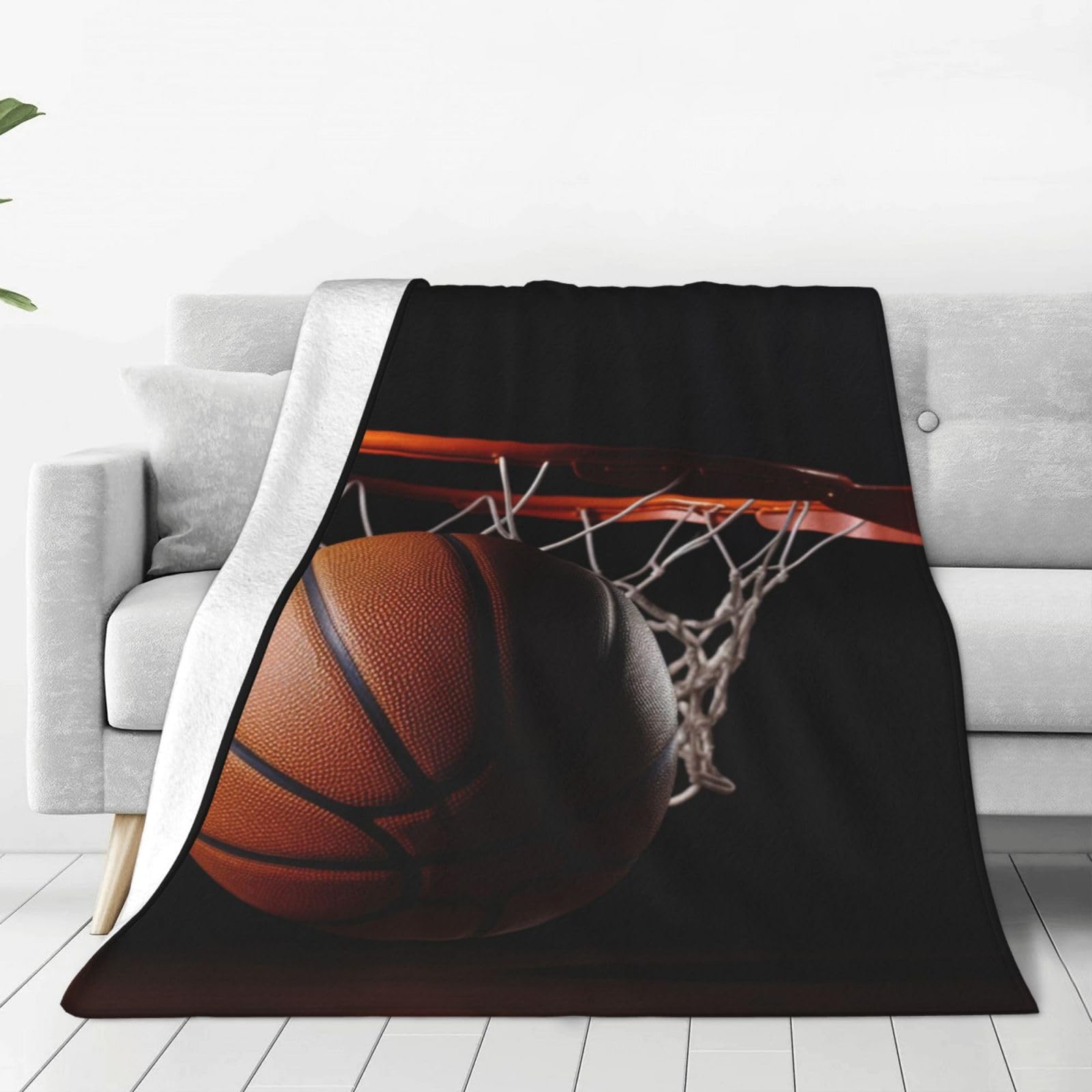 KLOPH Basketball Throw Blanket 40"x30" Flannel Fluffy Warm Blanket for Couch, Reversible Plush Blankets for Bed, Comfy Fuzzy Blanket for Sofa, Plush Lightweight-Blankets for All Season