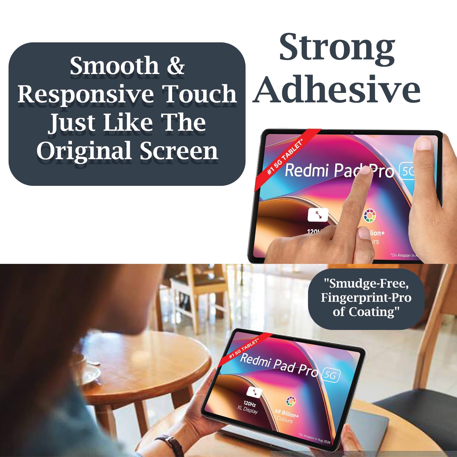 Tough Lee Tempered Glass Screen Guard Protector for Redmi Pad Pro 12.1 inch (Anti Scratch, FingerPrint, SmudgeProof) (with Easy Installation Kit) (Pack of 1) — Amazon image 7