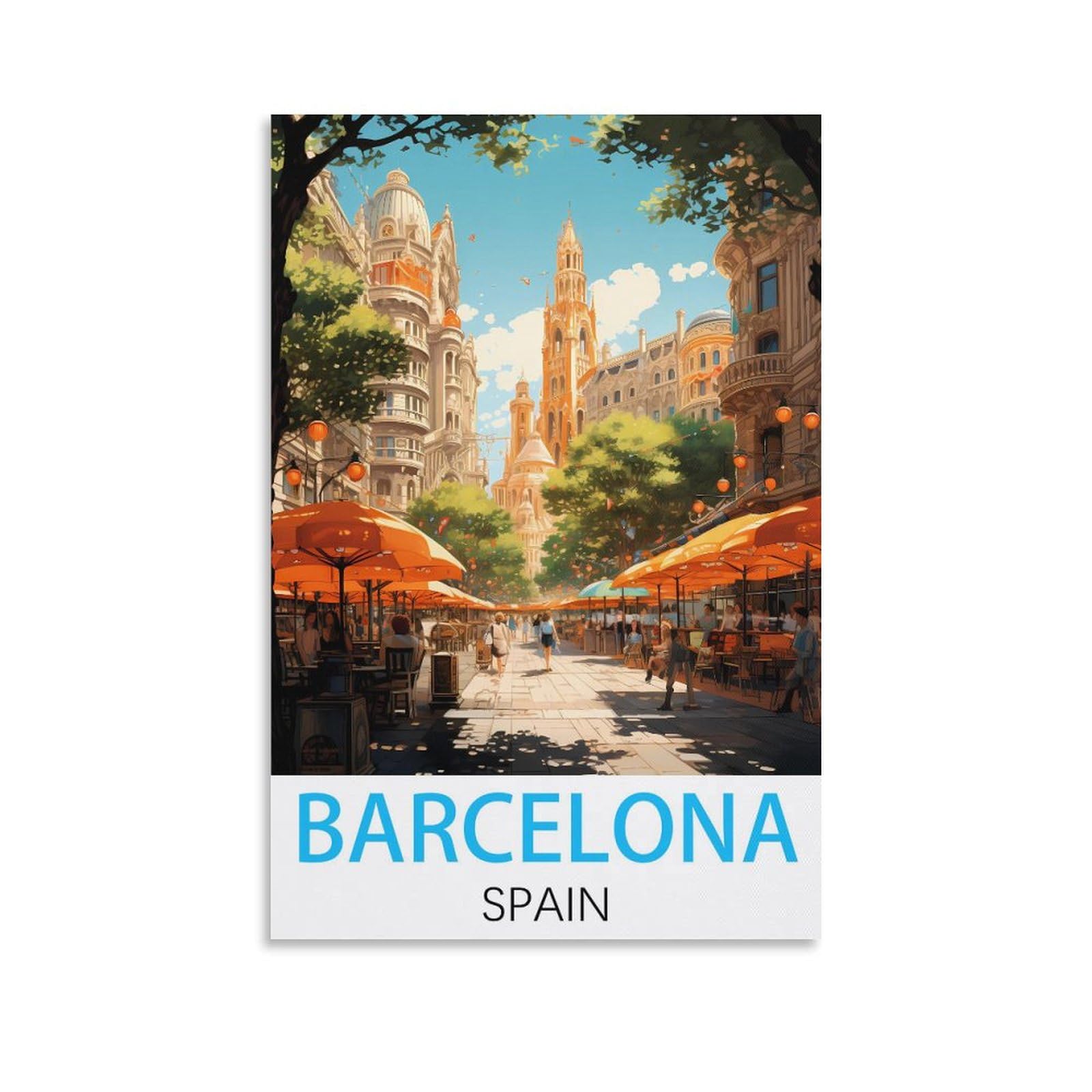 HWJJUII Barcelona Spain Vintage Travel Posters 12x18inch(30x45cm) Canvas Wall Posters And Art Picture Print Modern Family Bedroom Decor Posters