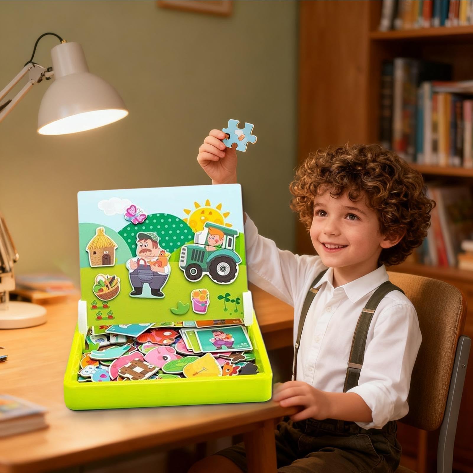 Kids Magnetic Board With Faces, Magnetic Dress Up Puzzle Game, Educational Facial Expression Learning Puzzle For Children, For Boys Girls Preschool Road Trip Car Airplane Travel Homeschool