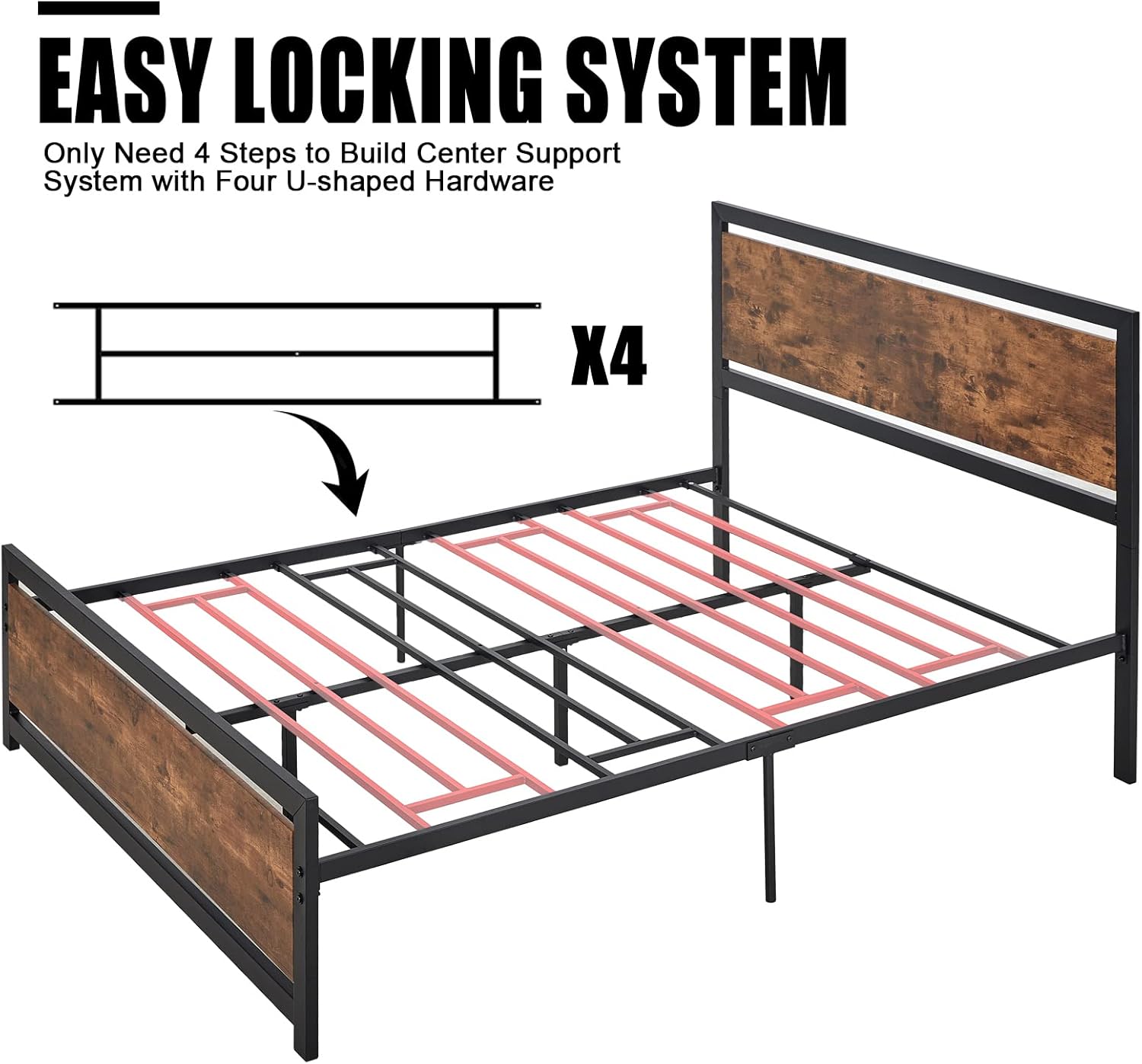 Diagram illustrating the easy locking system for center support frames