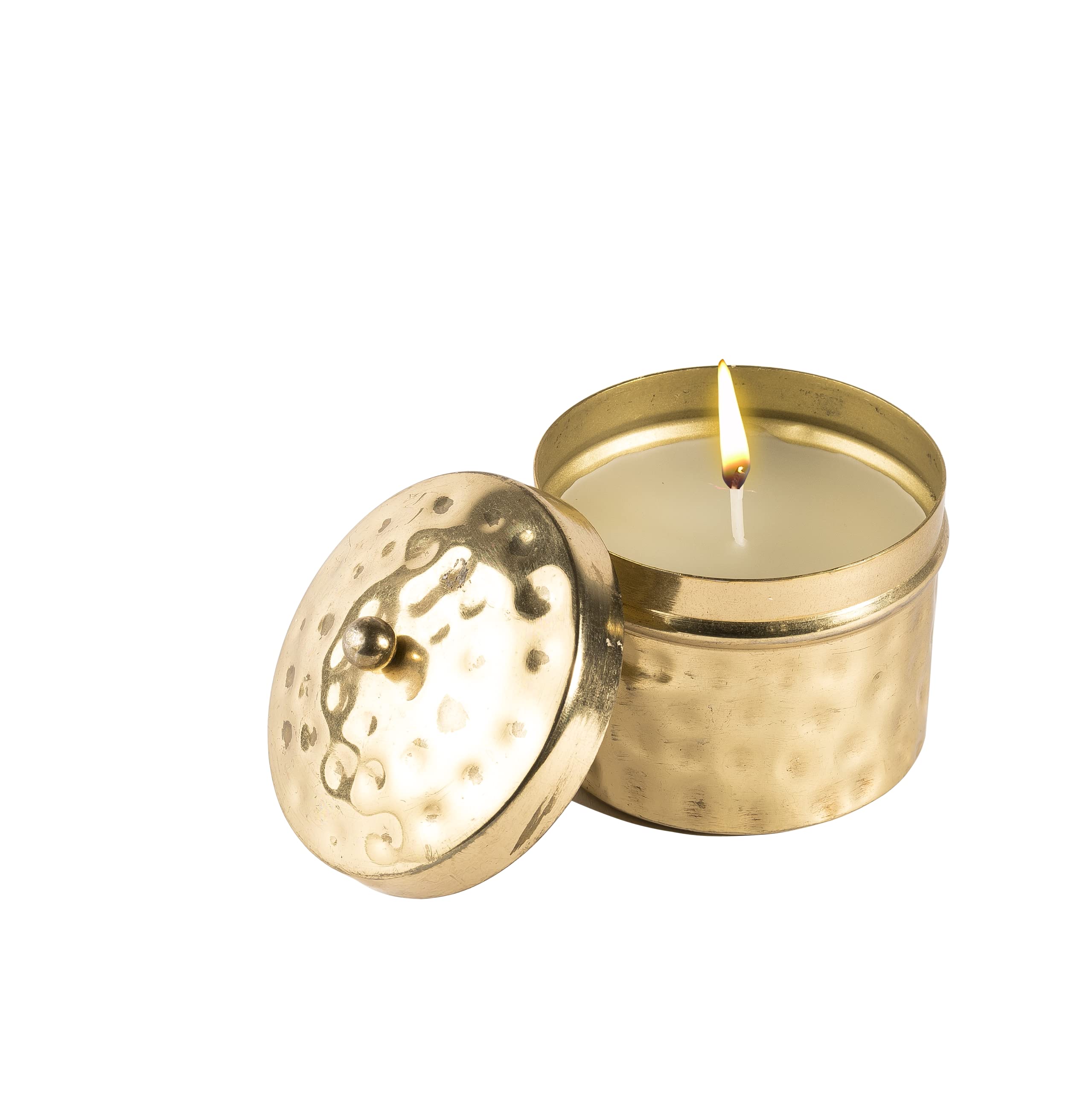 GURU JEE™ Hammered Metal Pot (Small) Scented Candle | Smokeless Premium Soy Wax, Cotton Wick | Aromatherapy, Home Decor, Luxury Gift | Burn Time Upto 25 Hours