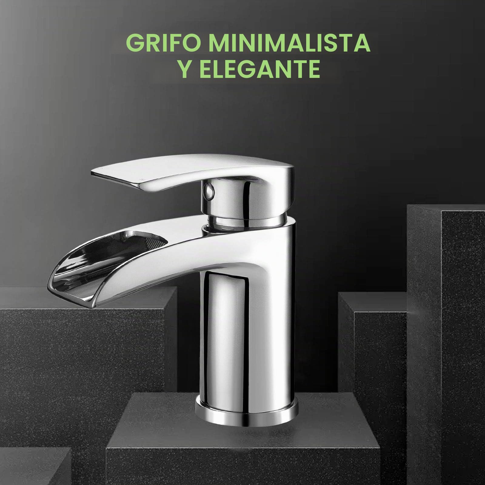 Grifo monomando para lavabo, diseño de cascada, para baño