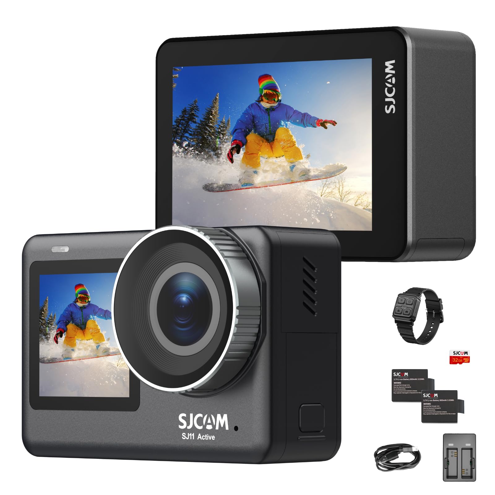 SJCAM SJ11 4K30FPS Action Cam 2.4Ghz/5Ghz WiFi Kamera Fernsteuerung, 2.33'' Berührungsbildschirm 154° FOV Sportkamera mit 6-aixs Stabilisierung, 5M Körper wasserdicht Unterwasserkamera mit Helm Kits