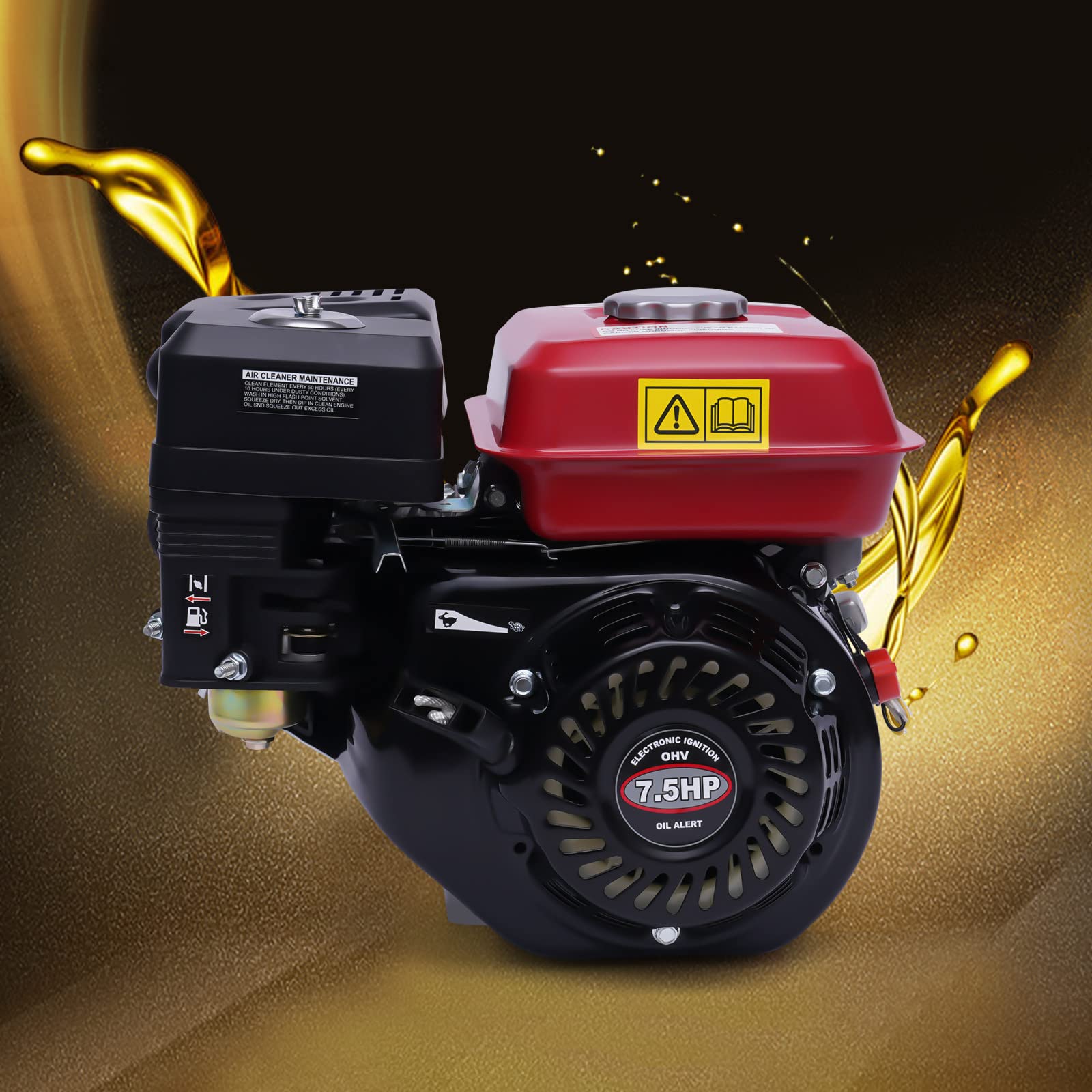 Motore a benzina da 4 KW, 7,5 CV, motore a avviamento leggero, motore a 4 tempi, motore a benzina 208 CC, per barche, go-kart o pompe dell'acqua, per la casa e per camper (A-nero)